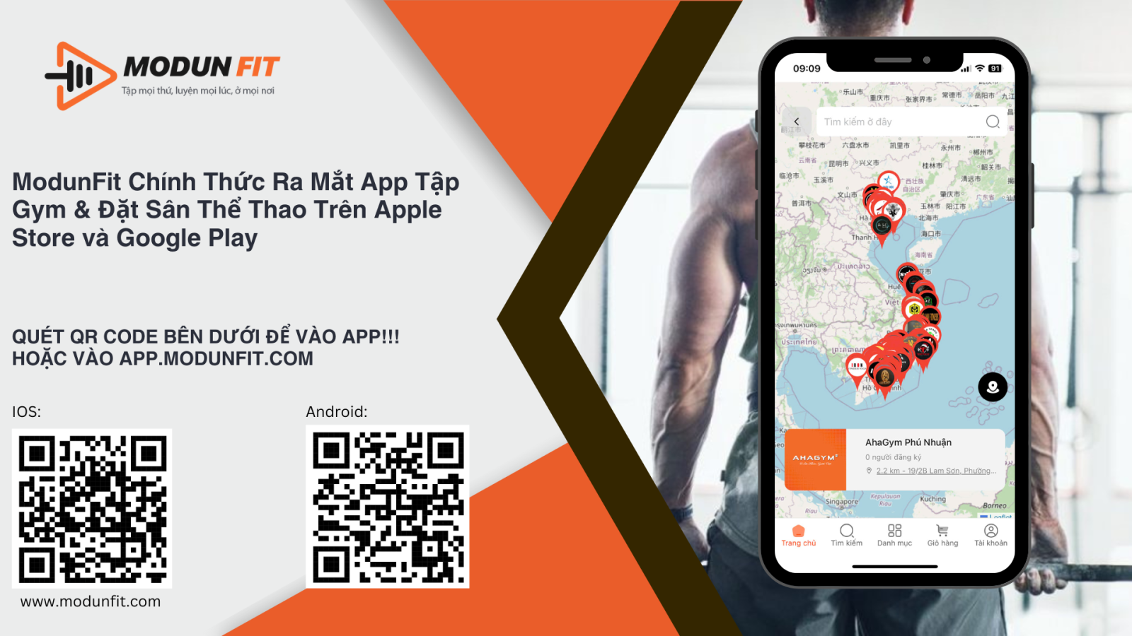 ModunFit Ra Mắt App Tìm kiếm phòng tập và đặt lịch tập trên Apple Store & Google Play