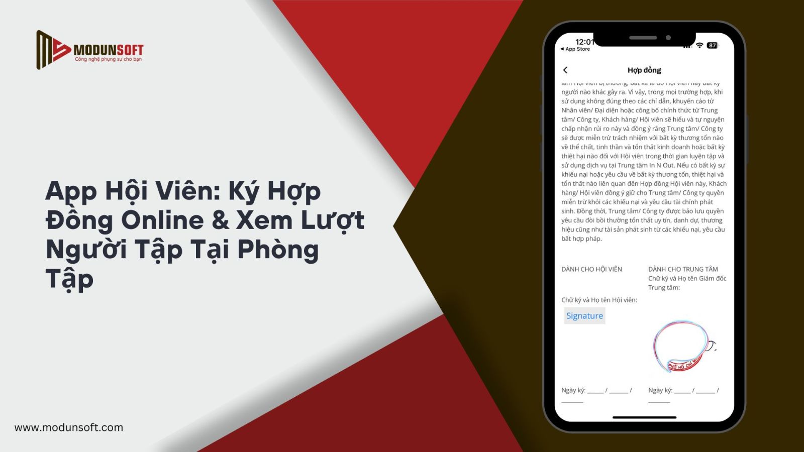 App Hội Viên: Ký Hợp Đồng Online & Xem Lượt Người Tập Tại Phòng Tập