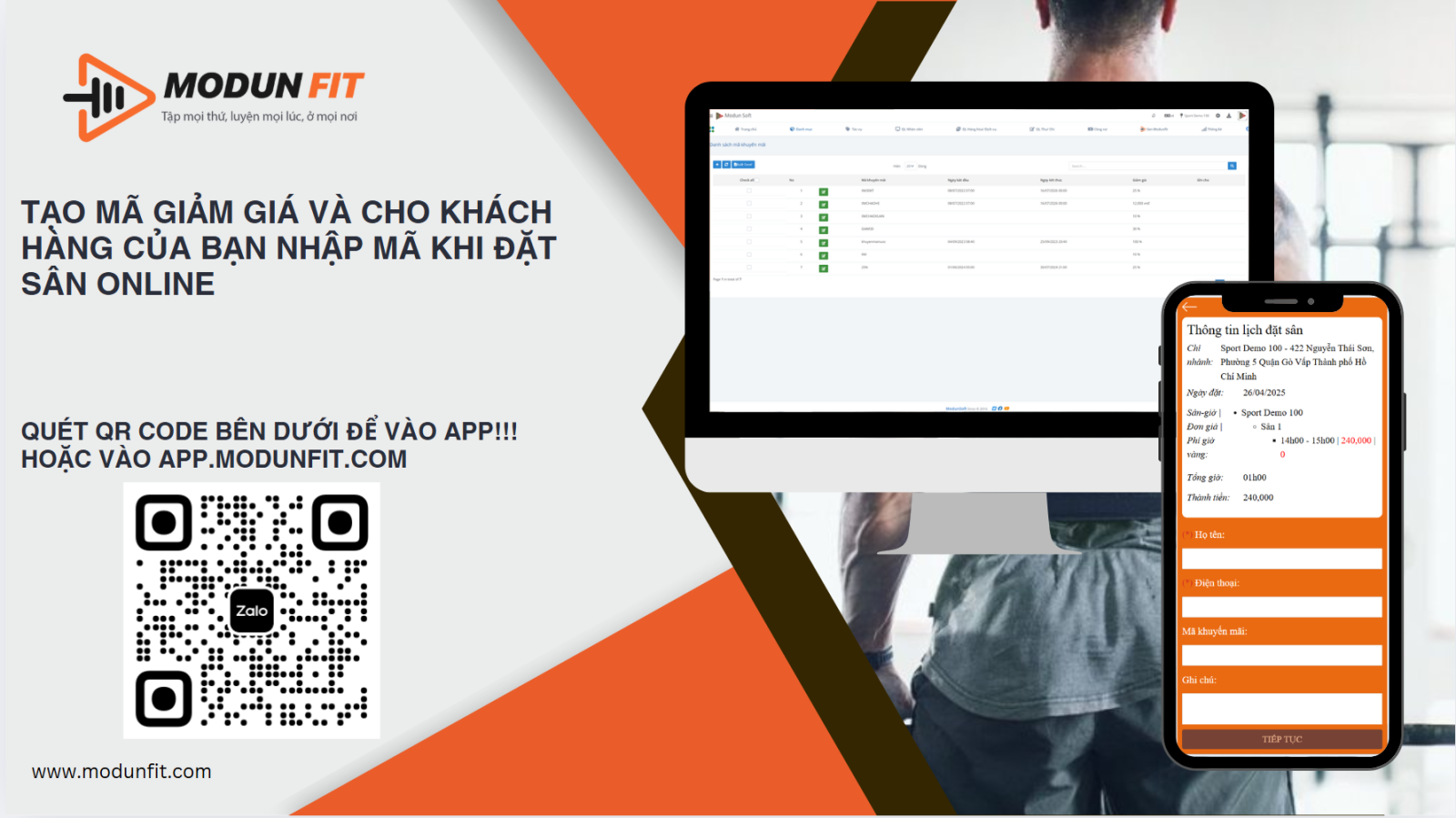Tính năng Nhập Mã Khuyến Mãi Trên App Đặt Sân ModunSport