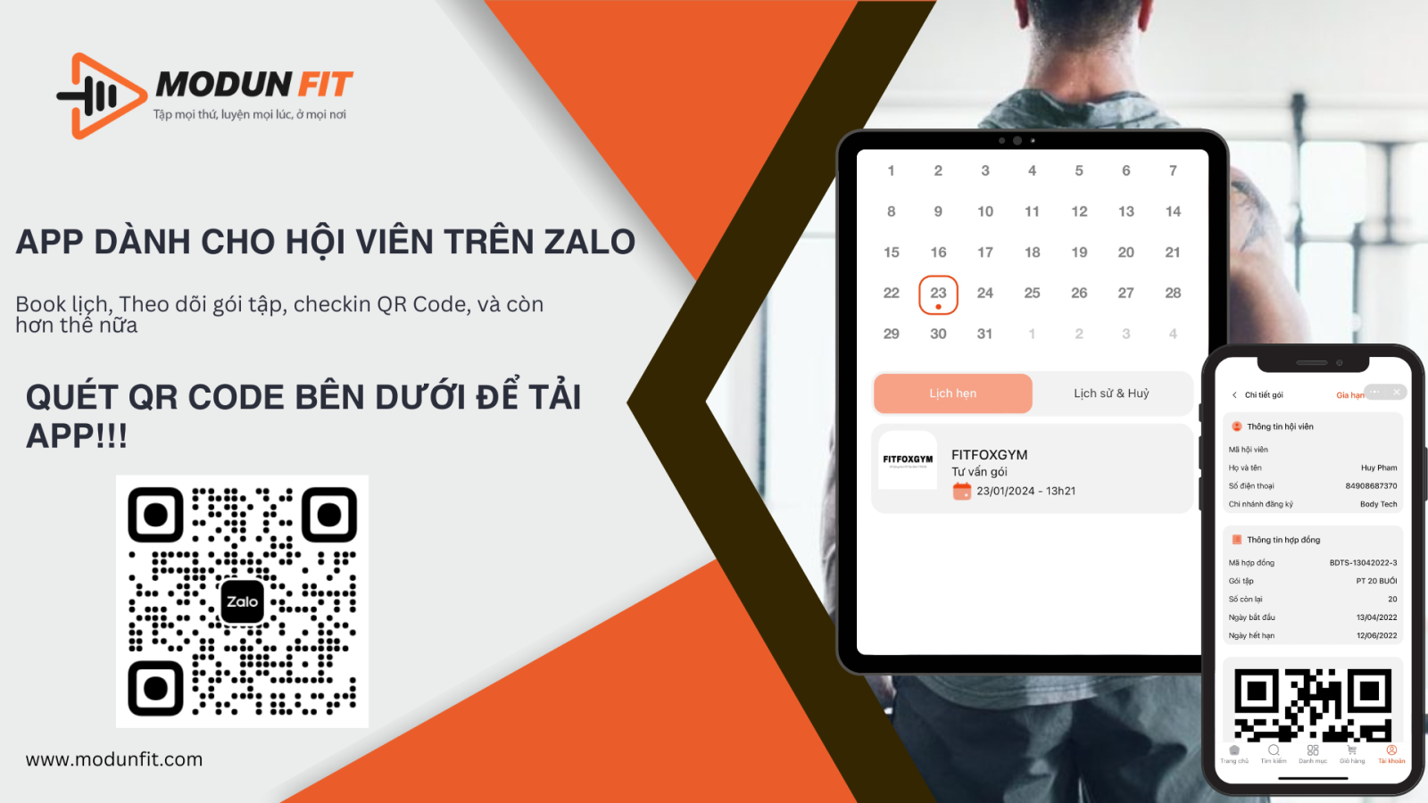 MODUN RA MẮT APP HỘI VIÊN CHO PHẦN MỀM GYM MODUN