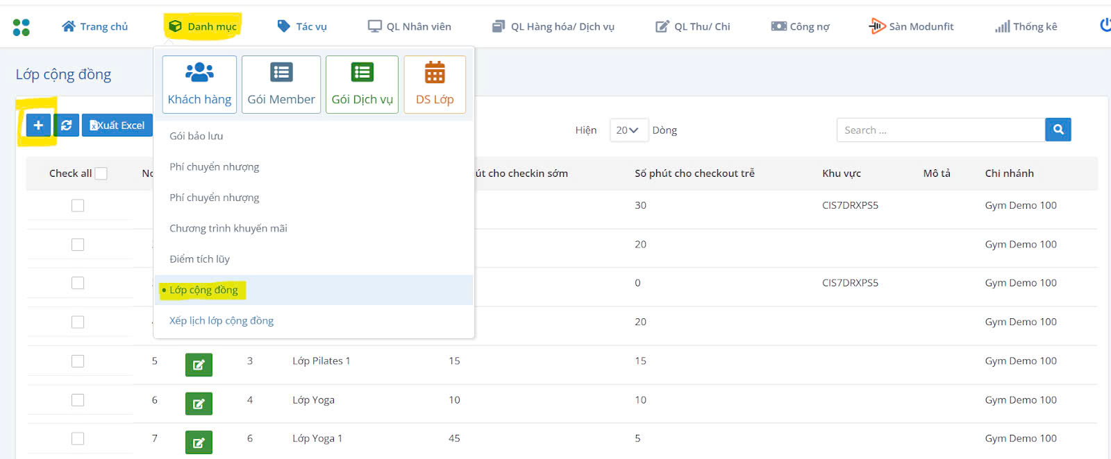TÍNH NĂNG ĐẶT LỊCH LỚP CỘNG ĐỒNG TRONG PHẦN MỀM QUẢN LÝ GYM MODUN