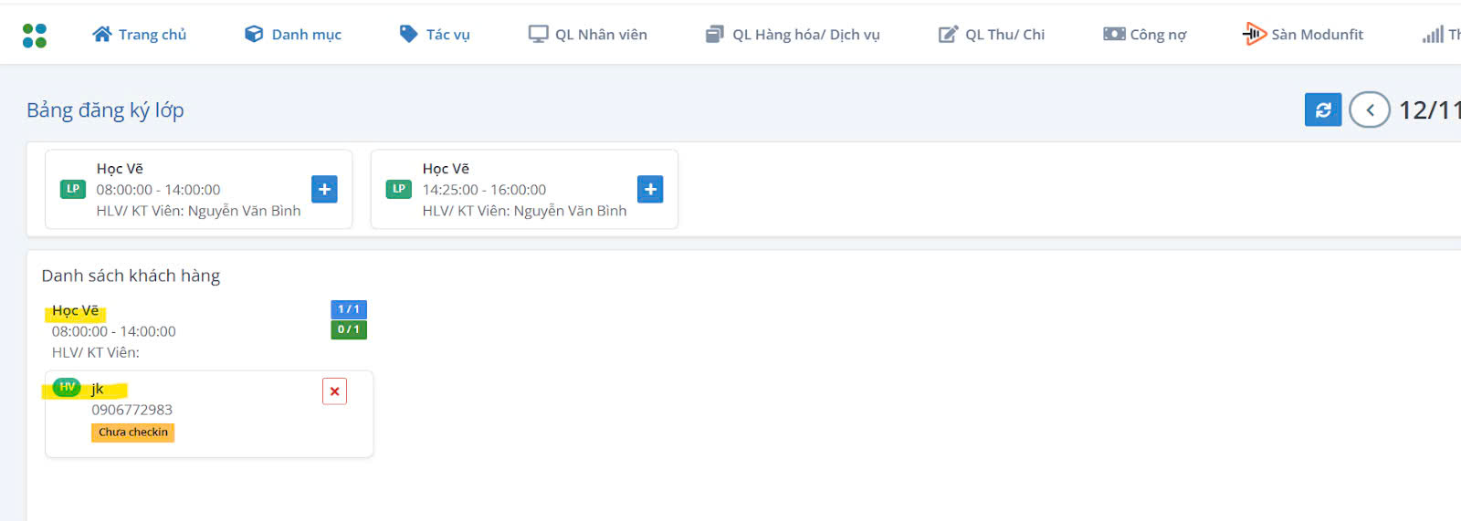 TÍNH NĂNG ĐẶT LỊCH LỚP CỘNG ĐỒNG TRONG PHẦN MỀM QUẢN LÝ GYM MODUN