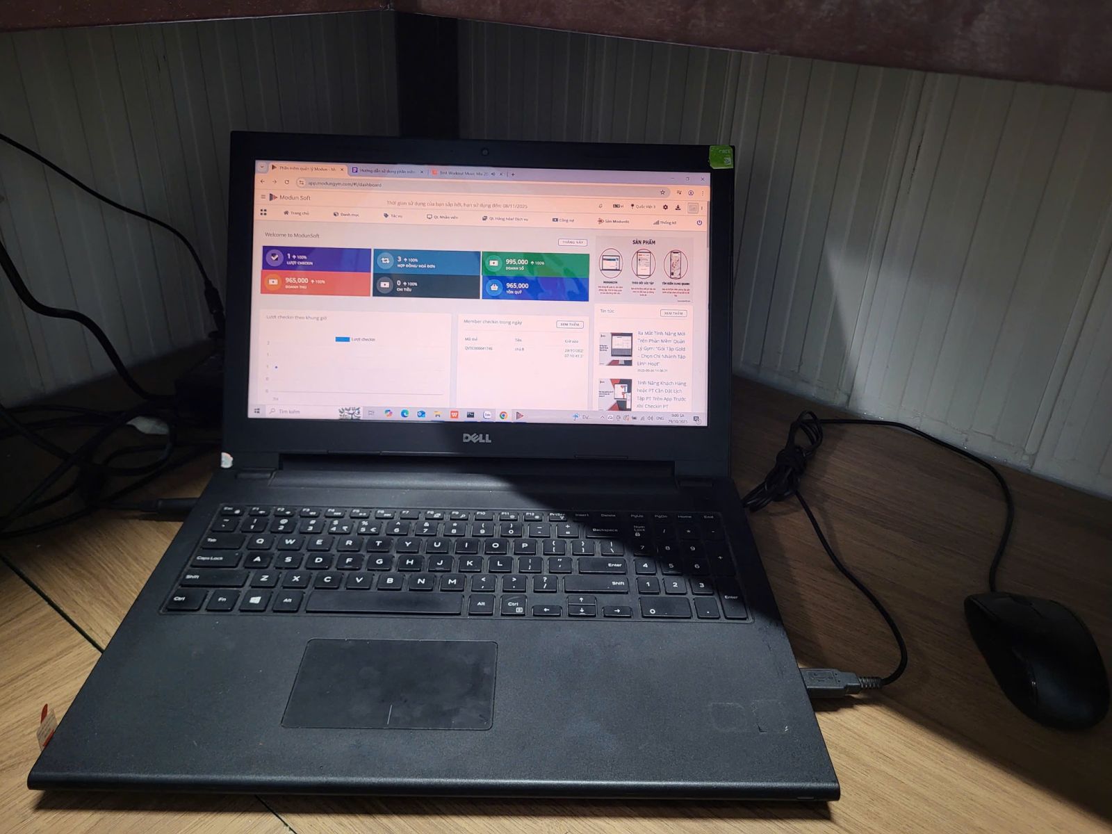 Modun triển khai phần mềm quản lý gym Modun, Máy chấm công vân tay, và app hội viên, cho phòng tập Gym Quốc Việt chi nhánh 3 tại Bình Tân, TP.HCM