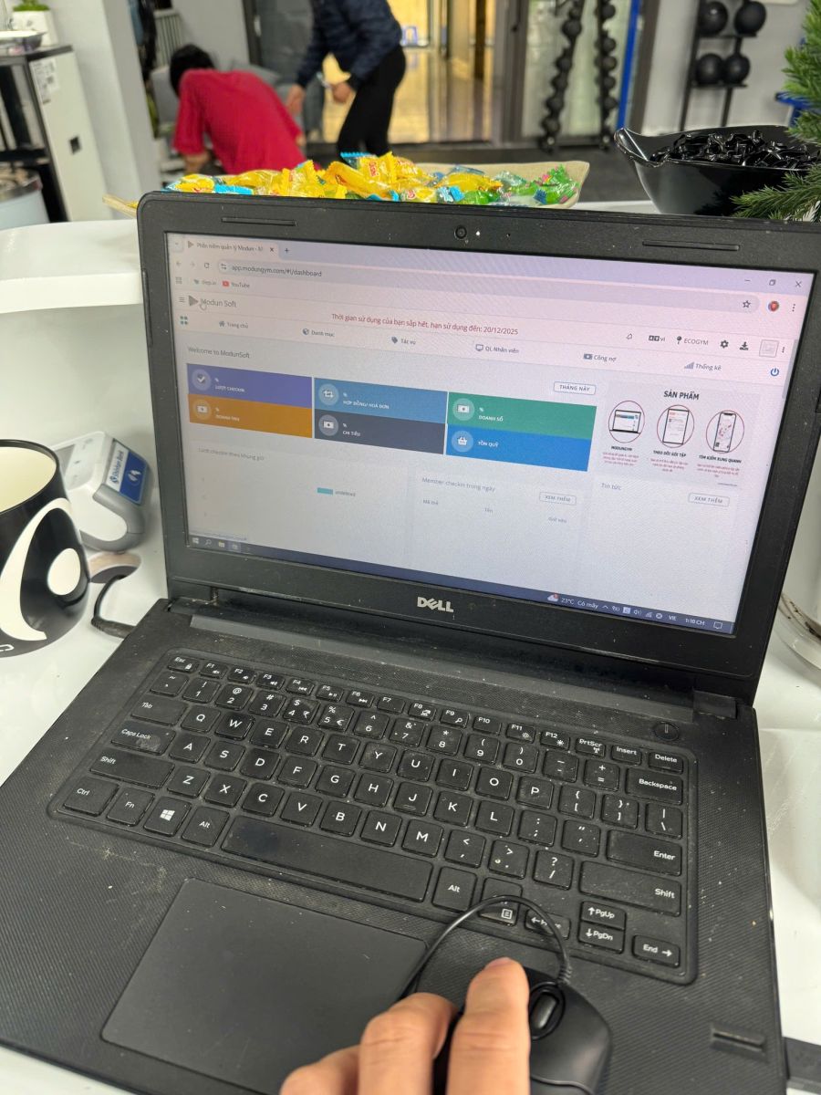 Modun triển khai phần mềm quản lý gym Modun, Máy chấm công Face Id, cửa khóa từ kiểm soát ra vào và app hội viên, cho phòng tập Eco Gym tại Vĩnh Phúc.