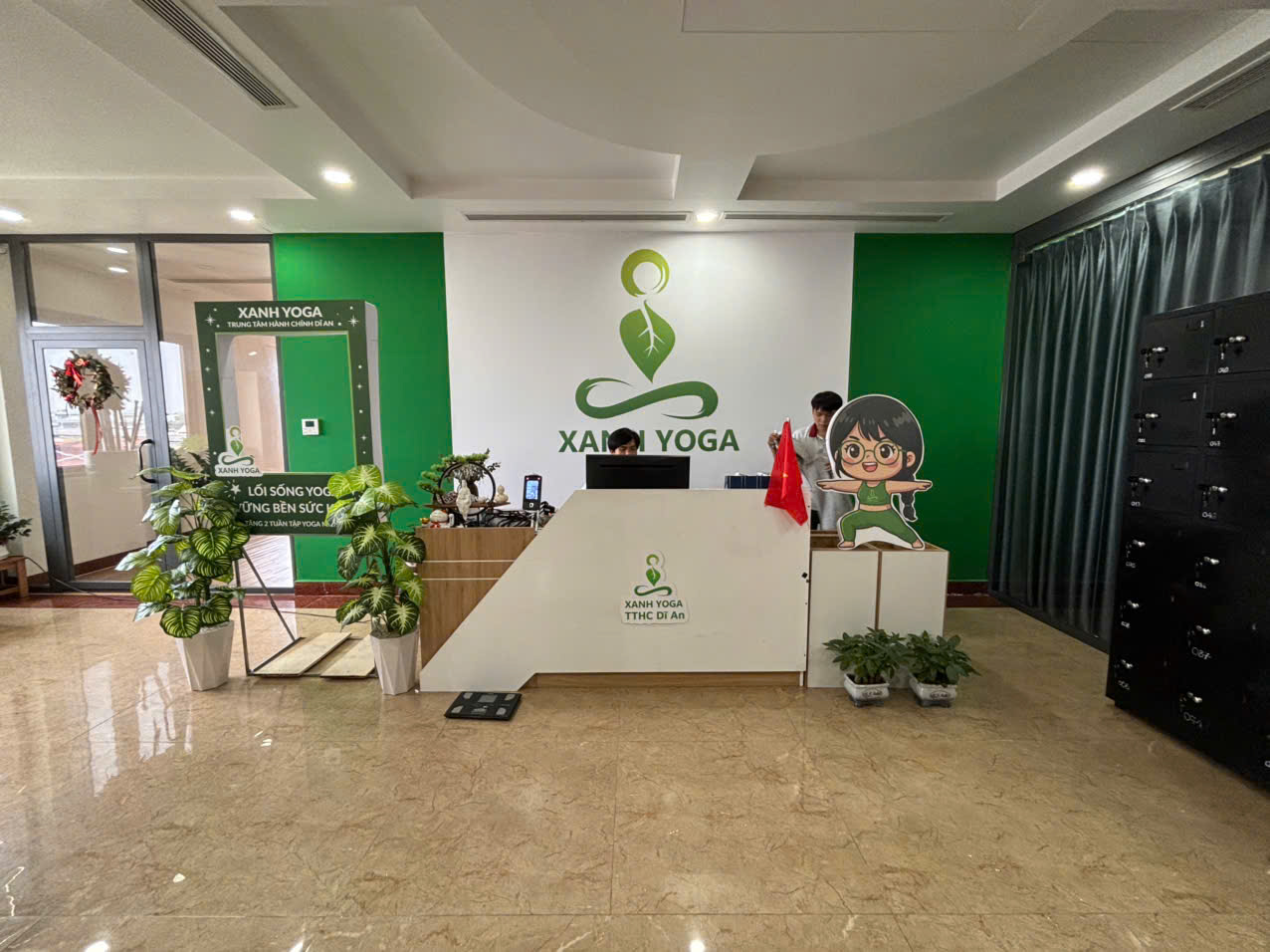 Modun triển khai phần mềm quản lý yoga ModunGym, Máy chấm công checkin Face Id và app hội viên, cho phòng tập Xanh Yoga tại Dĩ An, Bình Dương.