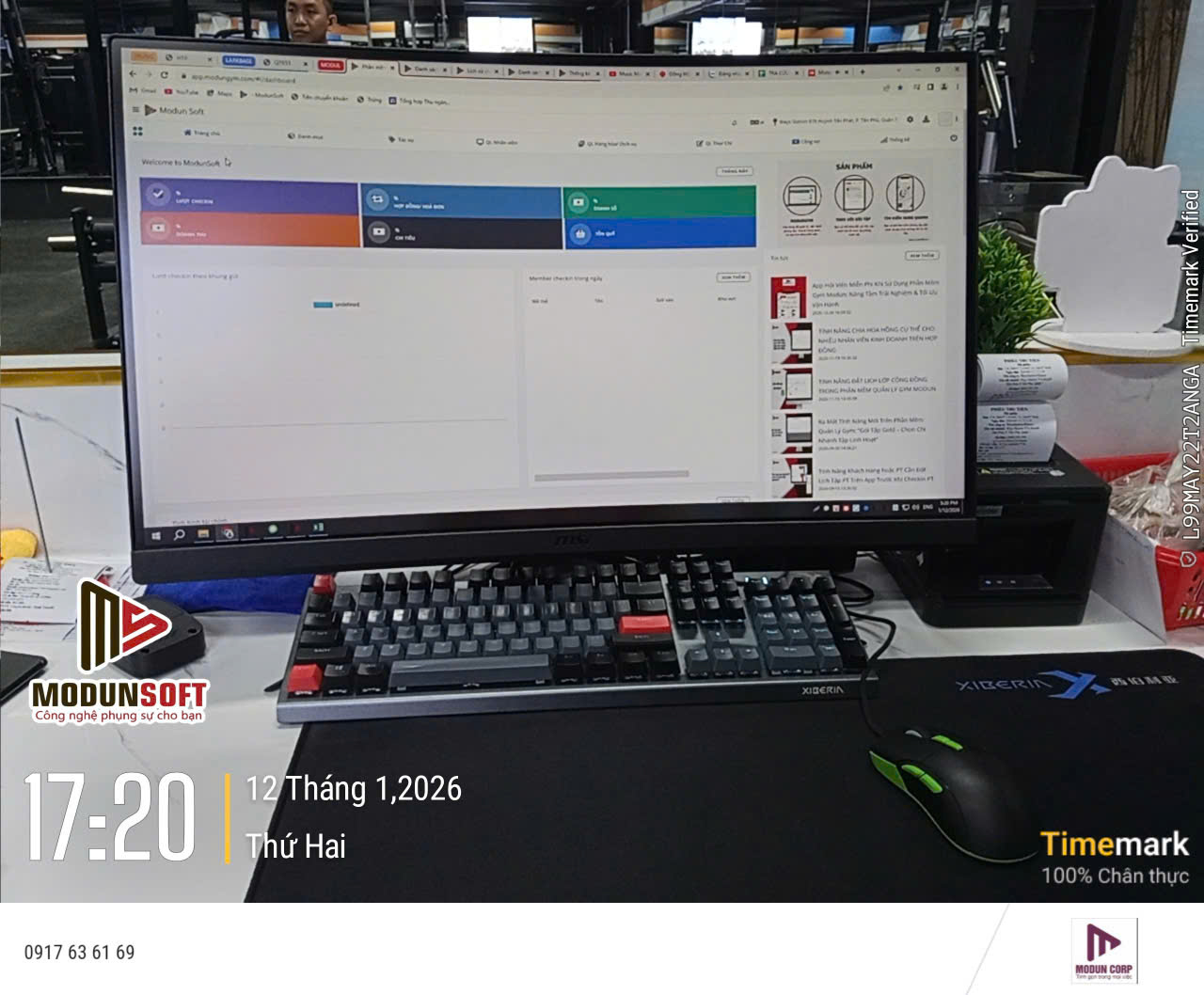 Modun triển khai phần mềm gym Modun, Máy chấm công Face Id, cổng tripod 3 chấu kiểm soát ra vào, và app hội viên, cho chi nhánh 31 phòng tập WaysStation Gym tại Quận 7, TP.HCM