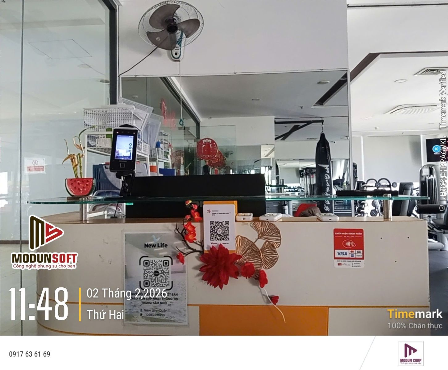 Modun triển khai phần mềm quản lý gym ModunGym, Máy checkin Face Id và app hội viên, cho phòng tập Newlife Gym tại Quận 11, TP.HCM.