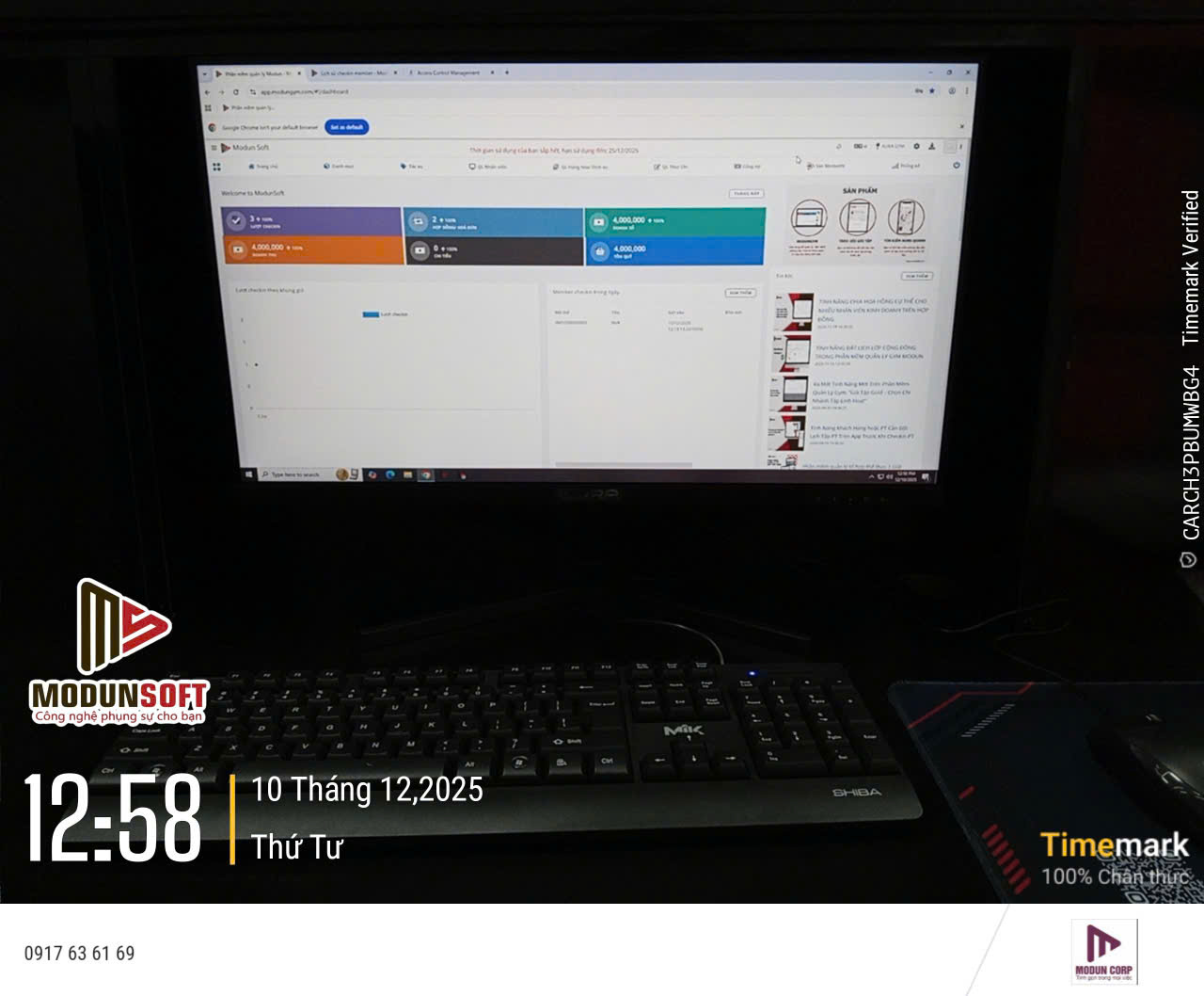 AURA GYM, phòng tập tọa lạc tại Tp. Biên Hòa, Đồng Nai, vừa chính thức triển khai phần mềm quản lý gym ModunGym kết hợp máy chấm công Face ID, cổng tripod 3 chấu kiểm soát ra vào và app hội viên