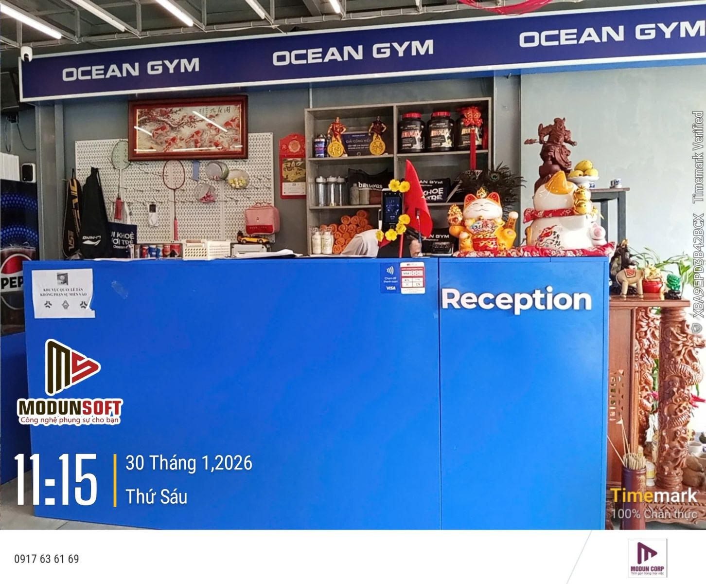Ocean Gym phòng tập TP.HCM, triển khai phần mềm quản lý gym tại Gò Vấp, kết hợp máy chấm công Face ID kiểm soát ra vào và app hội viên, chuyển đổi số phòng tập.