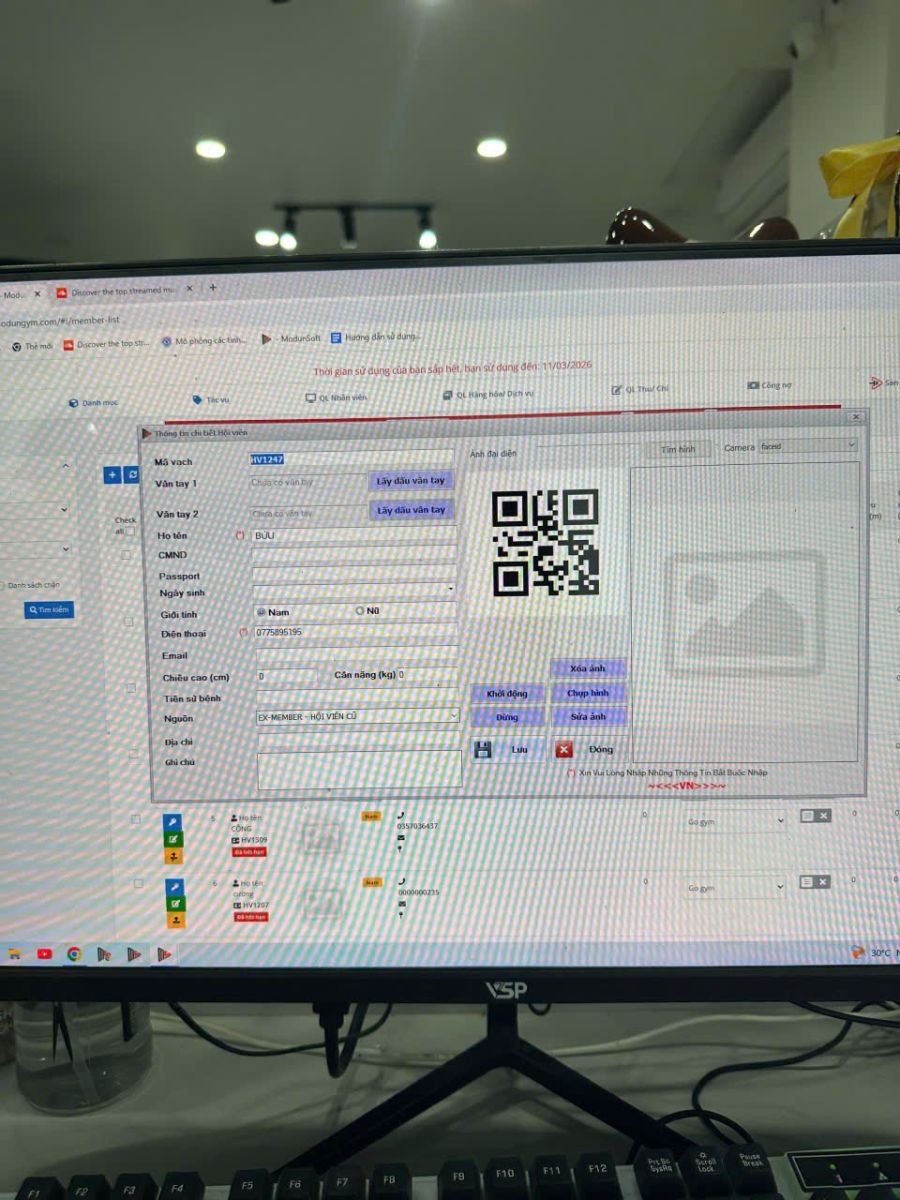 GO GYM 2 phòng tập Bình Khánh, triển khai phần mềm quản lý gym Modun kết hợp máy chấm công Face ID, cửa khóa lực từ kiểm soát ra vào và app hội viên