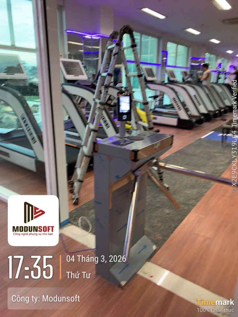 Transform Gym phòng tập Lâm Đồng, triển khai phần mềm quản lý gym kết hợp máy chấm công Face ID, cổng tripod 3 chấu kiểm soát ra vào và app hội viên