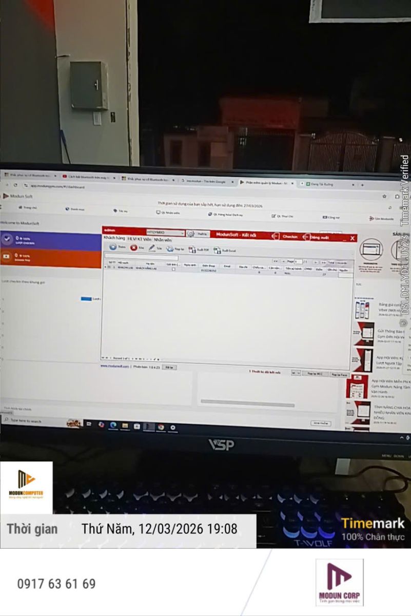 HT GYM phòng tập tọa lạc tại Tp.Thủ Dầu Một, tỉnh Bình Dương, vừa chính thức triển khai phần mềm quản lý gym ModunGym kết hợp máy chấm công Face ID, cổng tripod 3 chấu kiểm soát ra vào và app hội viên