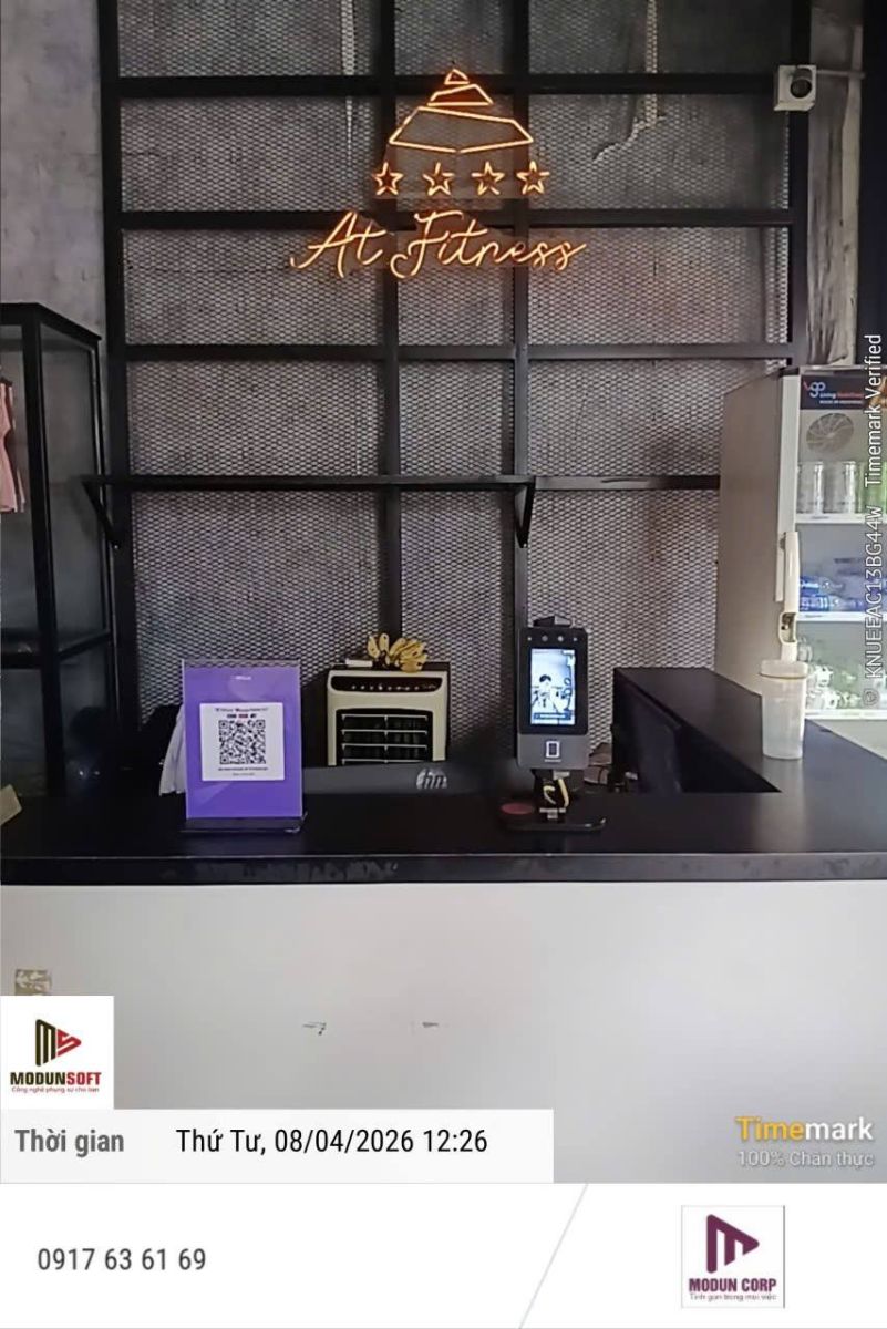 AT FITNESS phòng tập tọa lạc tại Đồng Nai, vừa chính thức triển khai phần mềm quản lý phòng gym ModunGym kết hợp máy chấm công Face ID và app hội viên