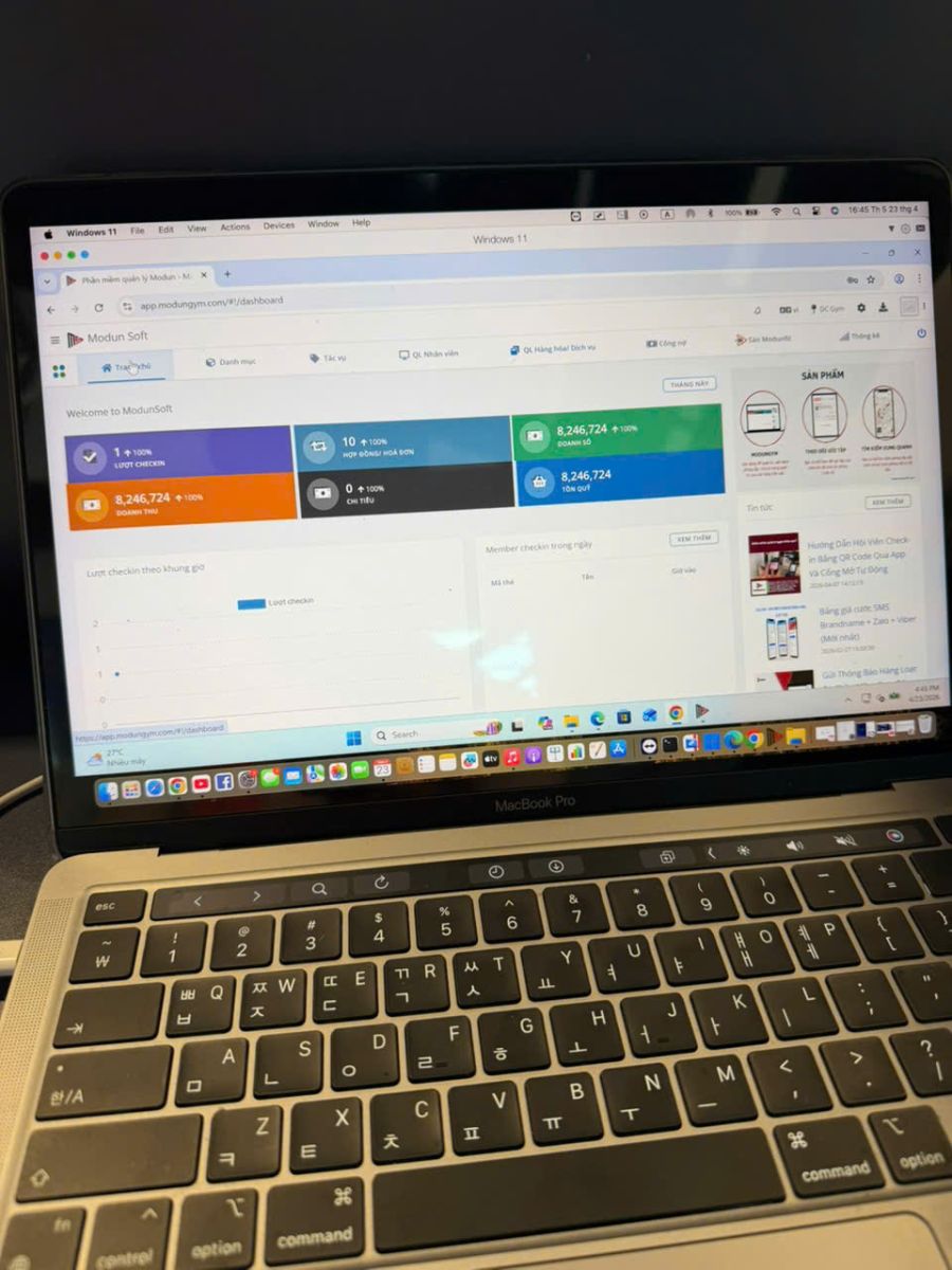 DC GYM phòng tập tọa lạc tại TP.Vinh, Nghệ An, vừa chính thức triển khai phần mềm quản lý phòng gym ModunGym kết hợp máy chấm công vân tay và app hội viên