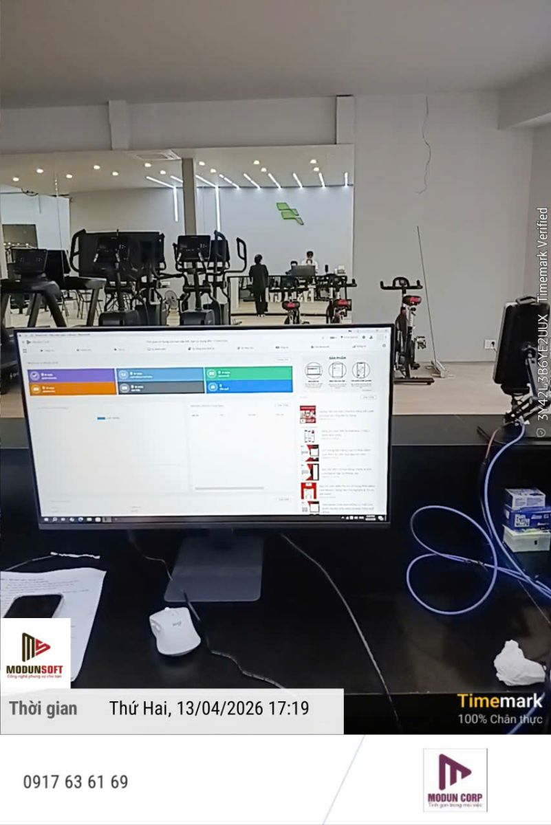 FYSYK GYM phòng tập gym tại Q.Tân Phú, TP.HCM, vừa chính thức triển khai phần mềm quản lý phòng gym ModunGym kết hợp máy chấm công Face Id và app hội viên