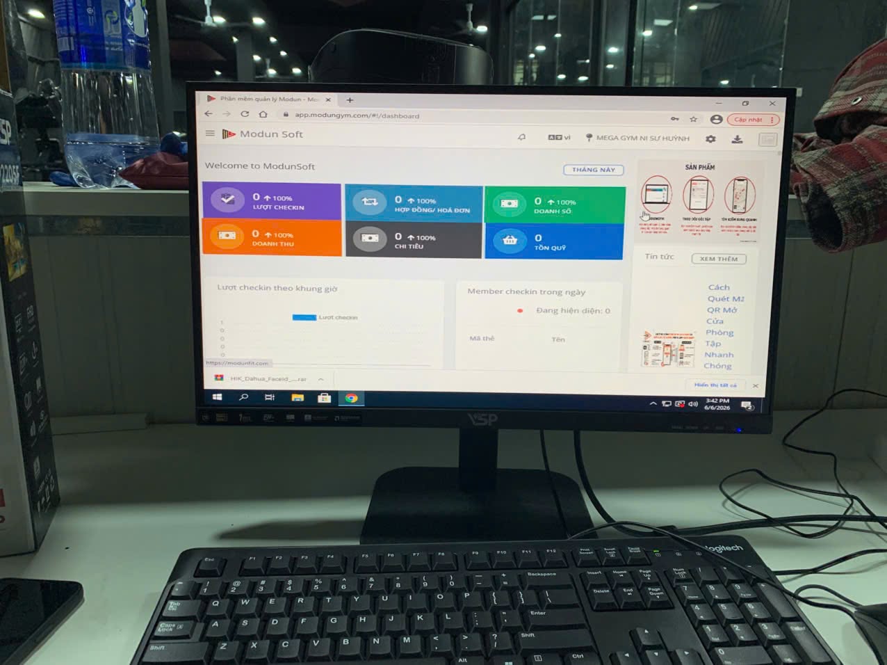 Modun triển khai phần mềm quản lý gym ModunGym, Máy chấm công checkin Face Id, cổng tripod 3 chấu kiểm soát ra vào, và app hội viên, cho chi nhánh 7 phòng tập MegaGym tại Ni Sư Huỳnh Liên