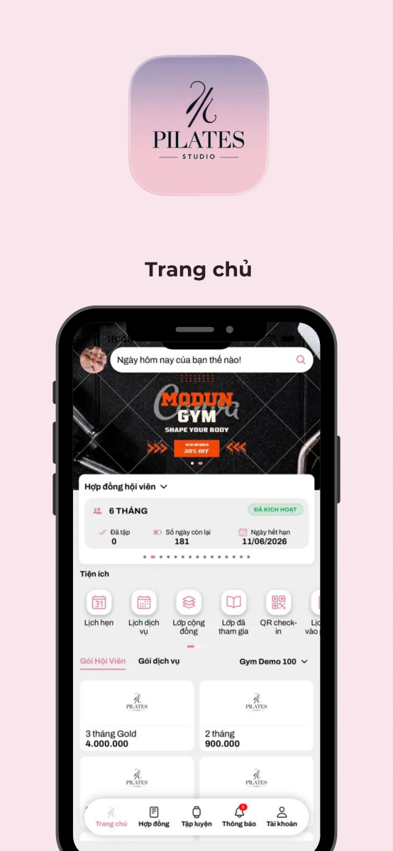 Triển khai App hội viên Loyalty cho phòng tập Percent Pilates