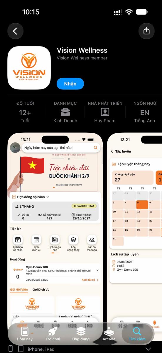 Triển Khai App Hội Viên Thương Hiệu Riêng Cho Vision Wellness